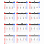 【4月始まり】2027年度エクセル年間カレンダー（日曜始まり）