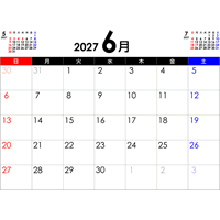 PDFカレンダー2027年6月