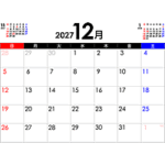 PDFカレンダー2027年12月