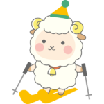 スキーをする羊のイラスト
