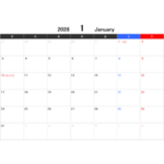 2028年エクセルカレンダー（月曜始まり）
