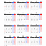 2028年エクセル年間カレンダー（月曜始まり）