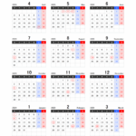 【4月始まり】2028年度エクセル年間カレンダー（月曜始まり）