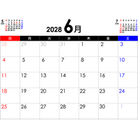 PDFカレンダー2028年6月
